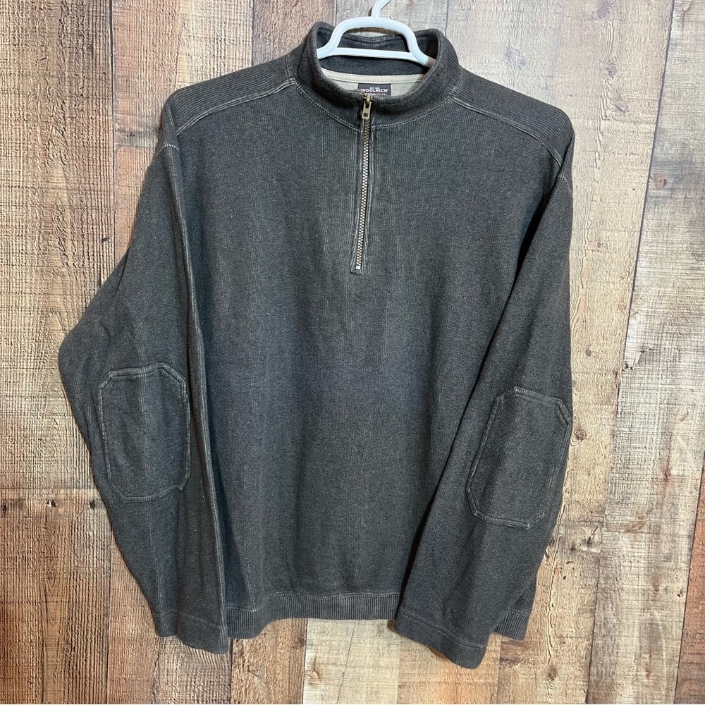 WOOLRICH MENS SHIRT LONG SLEEVE QUARTER ZIP Pullover TEXTURE GRAY BROWN SZ LARGE